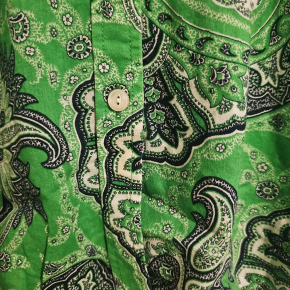 LRL Lauren Jeans Co Ralph Lauren Green Paisley Design Long Sleeve Button Down - Picture 4 of 4